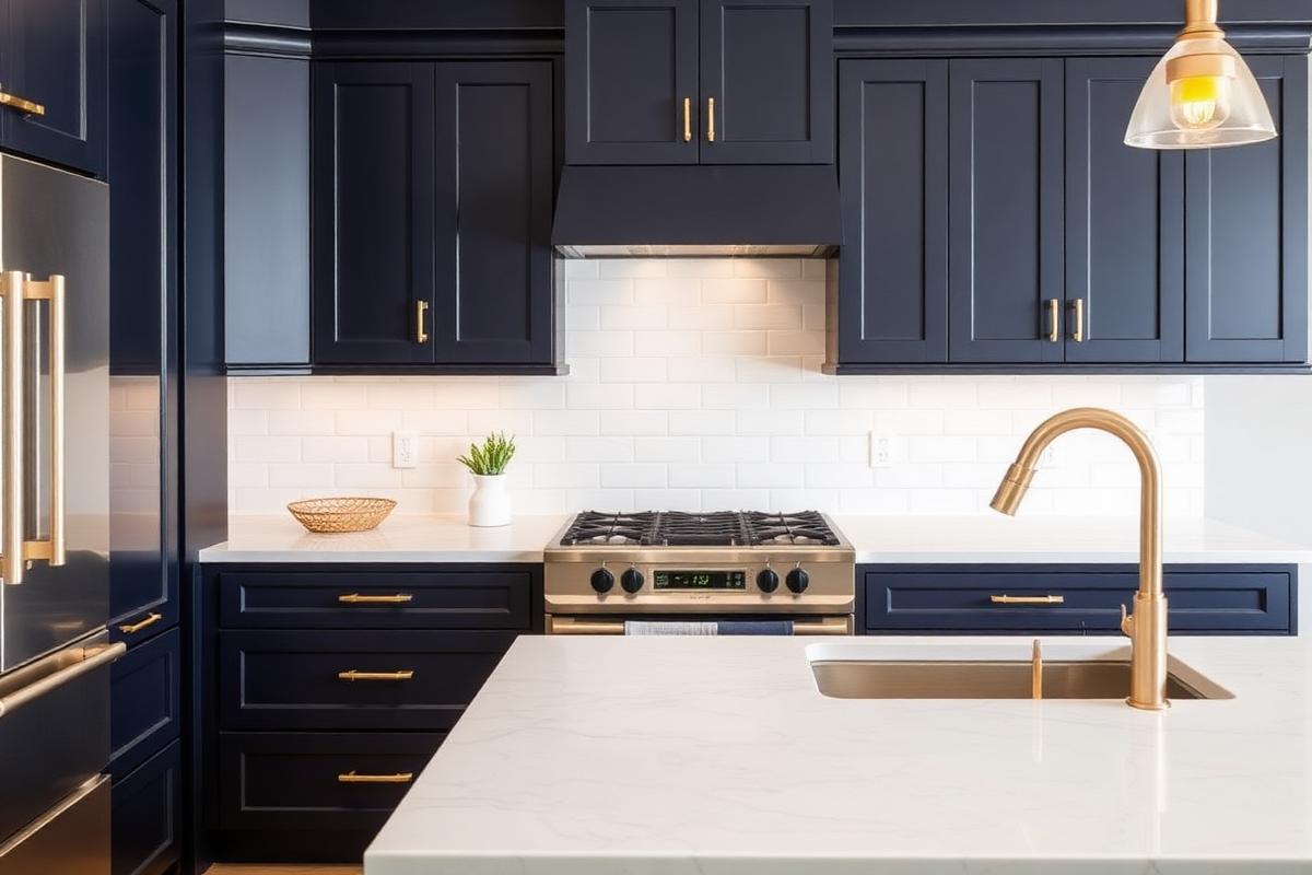 Navy and brass kitchen remodel